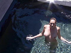 Oiled beauty turns the guy's dick into stone and lets him bang her