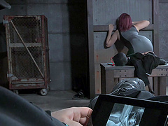 Plump redhead punishes for her naughtiness in the old sex dungeon