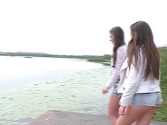 Adorable lesbian pussy licking in the outdoors - Malyshka and Arwen