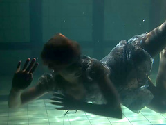 Small tits teen shading attire seductively under water