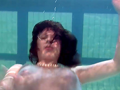 Nude swimming in the pool by attractive redhead babe Katka