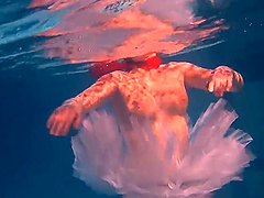 Amateur skinny girl Bulava Lozhkova takes a nude swimm in the pool