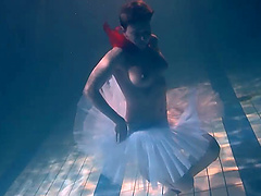 Amateur skinny girl Bulava Lozhkova takes a nude swimm in the pool