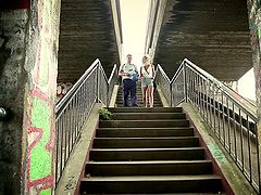 Stunning blonde with sunglasses getting her pussy pounded hard