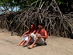 Astonishing redhead called Marcia getting bonked on the sandy beach