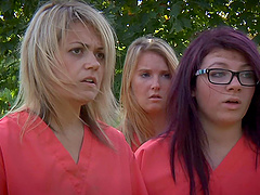 Torture session with shy chick Ashley Lane with glasses. HD