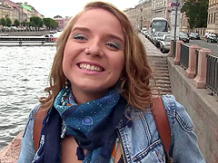 Brunette teen gets impaled on the dick and starts her career