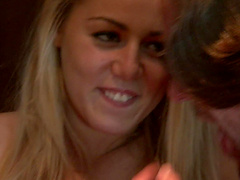 Hardcore fucking on the kitchen floor with seductive blonde Christen