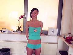 Solo cutie Adira Noir loves teasing with her perky tits and nice ass