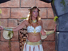 Blonde MILF gets naked and gets fucked by one long dick doggystyle