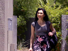 Brunette babe jerks off her lover and enjoys having hard sex