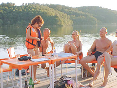 Crazy foursome fucking by the sea with Geena Gain and Sunny Diamond