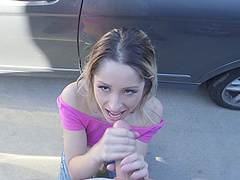 Outdoor fucking by the car with small tits girlfriend Goldie Rush