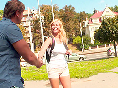 Blonde amateur Nikky Dream fucked balls deep and eats jizz