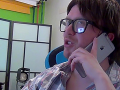 Kinky brunette Kerry Louise gets on her knees for a blowjob