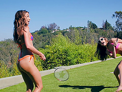 Asshole lover lesbian Riley Reid swimming before pussy licking fantasy