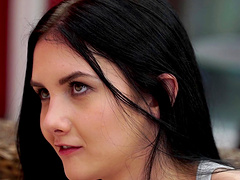 Passionate fucking on the sofa ends with a facial for Crystal Greenvelle