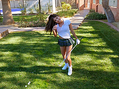 Girl drops on her knees for a guy's erected love tool