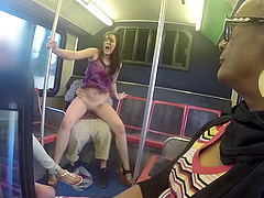 Sex in the public place with brunette Anastasia Black and her lover