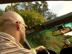 Long hair blonde cougar giving her guy blowjob in the kitchen