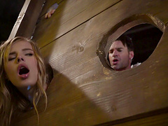 Santa Claus gives the hot babe a special Christmas treatment