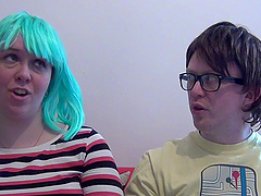 Huge-breasted Kerry Louise is on her knees pleasing a wiener