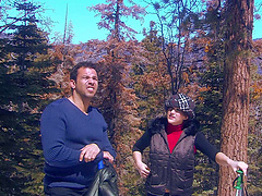 Wild outdoors fucking ends with cum on belly for Eva Laurence