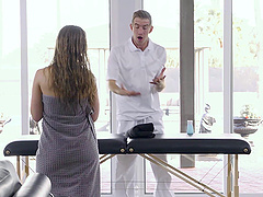 Alluring babe Lena Paul seduced by a masseur for a plowing game