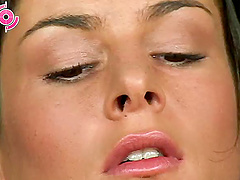 Nina moaning while masturbating in close up scene