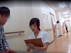 Japanese nurses team up to pleasure hard dick of their patient