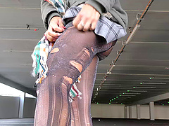 Slutty brunette Roxy loves to flash and tease in the public place