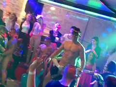 Erotic fucking during a party between male strippers and sluts