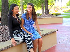 Lesbian Chloe fondling her babe tits outdoor lovely