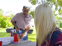 Rosyln Belle is a hot blonde who cannot resist a shag during a picnic