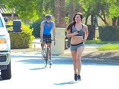 Beautiful Whitney flashing her shaved little pussy in public