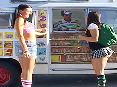 Gracie Glam lifts up her skirt for a fortunate hunk's big cock