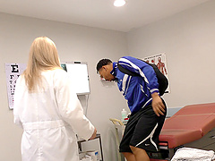 Horny doctor Julia Ann bounces on a black man's cock