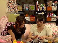 Naughty Japanese chicks like playing with each other's bodies