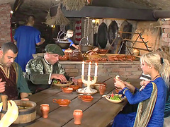 Women covered in semen after an amazing group sex session