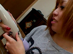 Sweet Japanese girl Ri Ri is curious about various sex toys