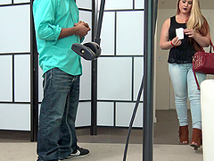 Big black dick for chubby blonde Samantha that loves to lick balls