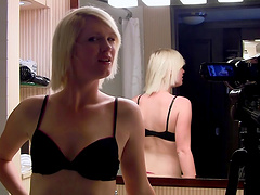 Blonde girlfriend Lila gives a blowjob to get a dick hard for sex