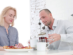 Blonde Yan with nice ass ravished hardcore in the kitchen