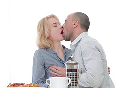 Blonde Yan with nice ass ravished hardcore in the kitchen