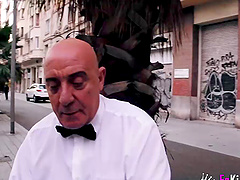 Kinky video of mature blonde, younger ebony chick and one guy