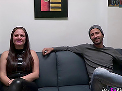 Reality casting with amateur girlfriend Eimi who swallows cum