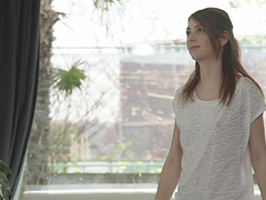 Tera Link has her small bosom splattered with George Lee's jizz