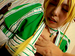 Kinky chick with a wig wants to bend over for a dick