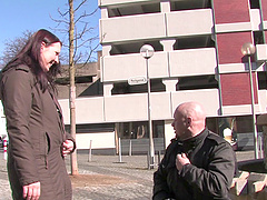 Charming mature in stockings having sex with a random stranger