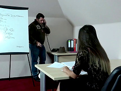 Bending salacious Cindy over for some passionate pussy drilling